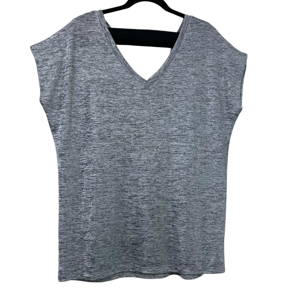 Stella & Dot Silver Blouse V Neck Size XL